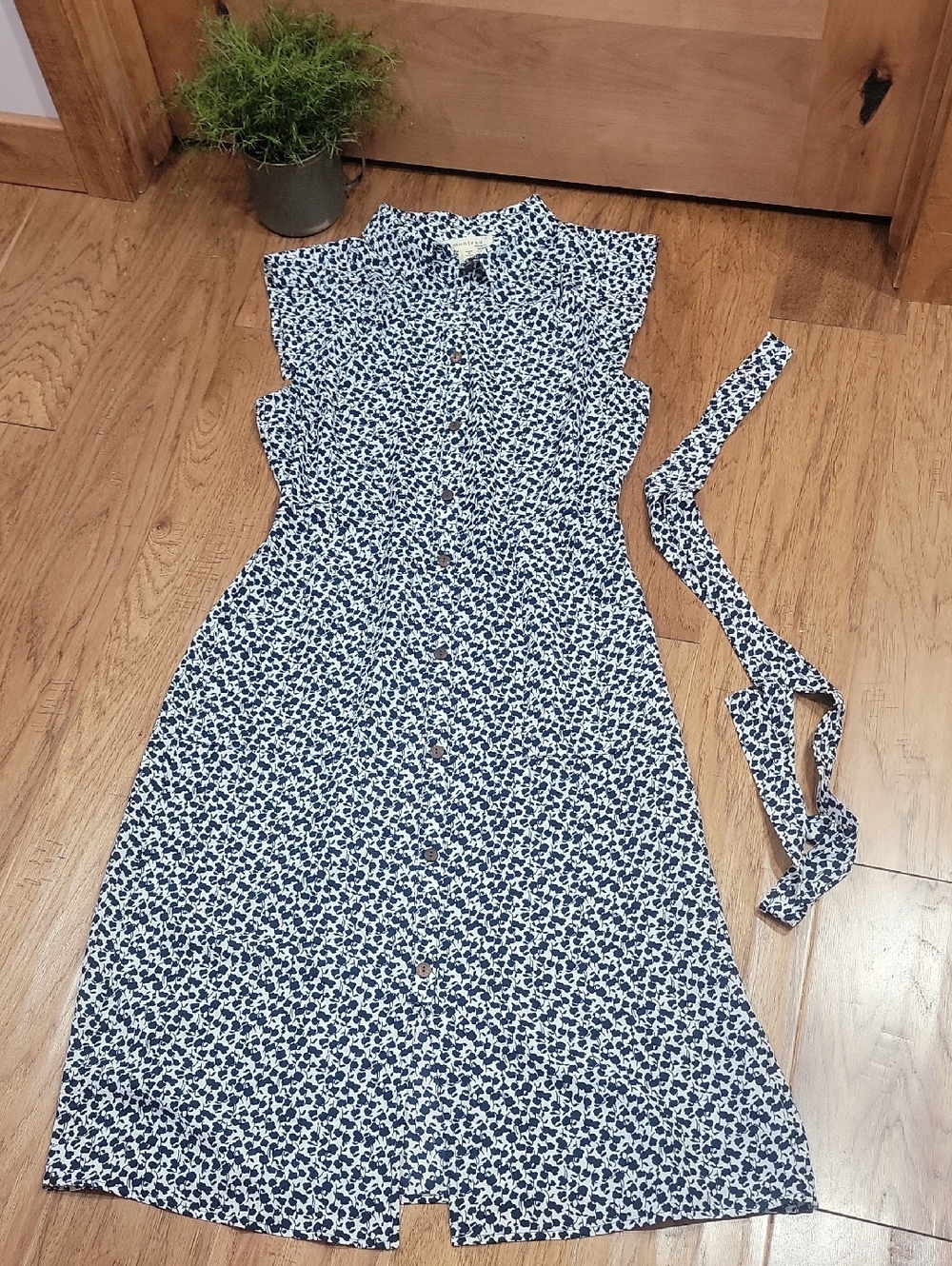 Monteau Blue Floral Button-Front Midi Dress - Picture 5 of 12